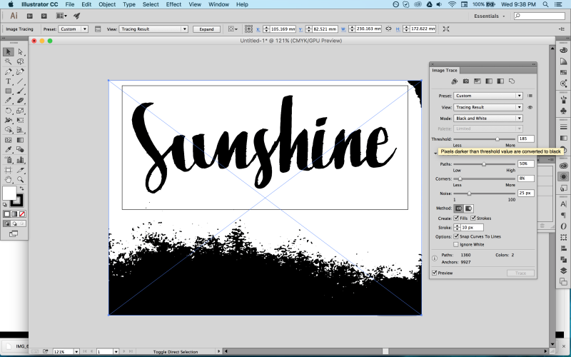 trace brush lettering in Illustrator