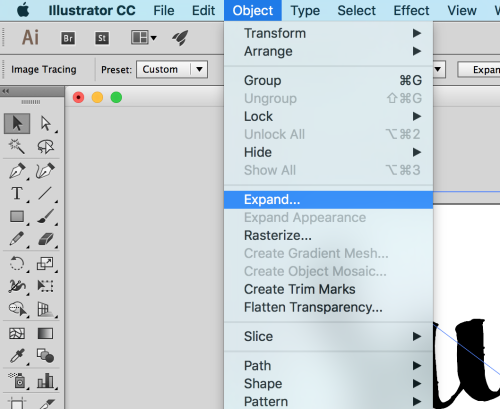 trace brush lettering in Illustrator