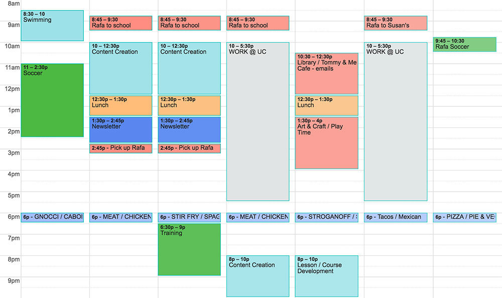 weekly schedule example